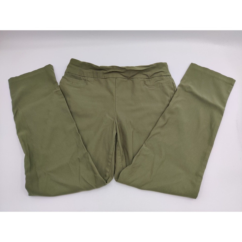Kim Rogers Tummy Control Pants Womens 10 Short Olive Green Straight Pull On